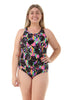 Nova Swimwear Womens Neon Tropics Shelf Bra One Piece - FreeStyle Swimwear
