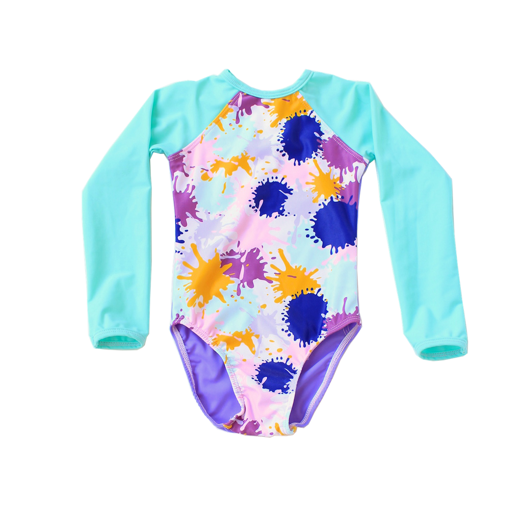 Young Squad Girls Splatter Long Sleeve Swimsuit - FreeStyle Swimwear