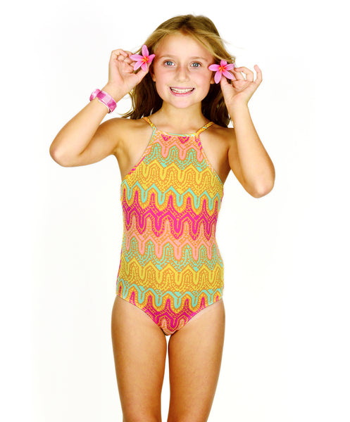 Baku Girls Sierra High Neck Maillot - FreeStyle Swimwear
