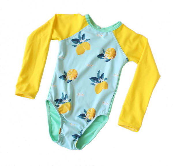 Young Squad Girls Lemon Long Sleeve Swimsuit - FreeStyle Swimwear