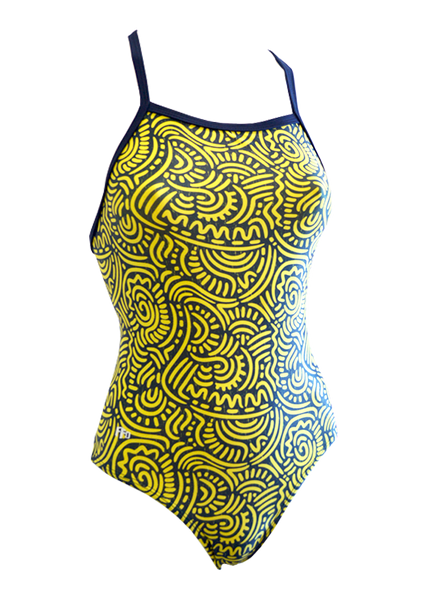 Fashion Fish Designs Girls Tribal Wave One Piece - FreeStyle Swimwear