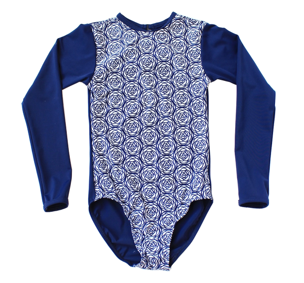 Young Squad Girls Long Sleeve Roses Swimsuit - FreeStyle Swimwear