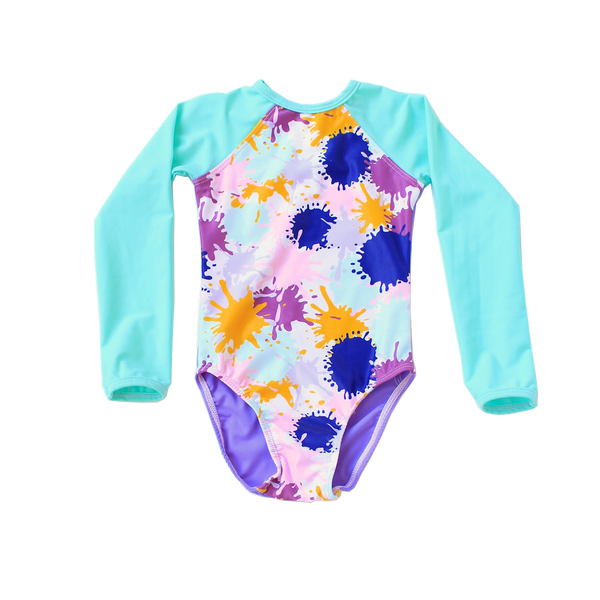 Young Squad Girls Splatter Long Sleeve Swimsuit - FreeStyle Swimwear