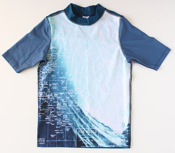 Young Squad Boys World Map Rash Shirt - FreeStyle Swimwear